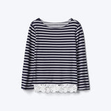 Lace hem bell sleeve pullover