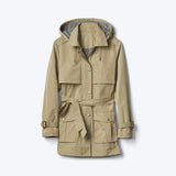 Twill short hooded trench