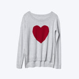 Heart intarsia drop shoulder sweater