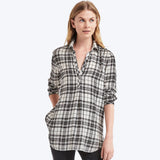 Soft metallic plaid tunic