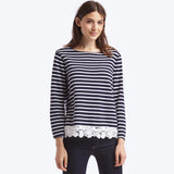 Lace hem bell sleeve pullover