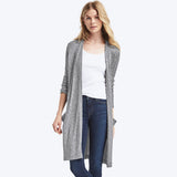 Marled open-front long cardigan