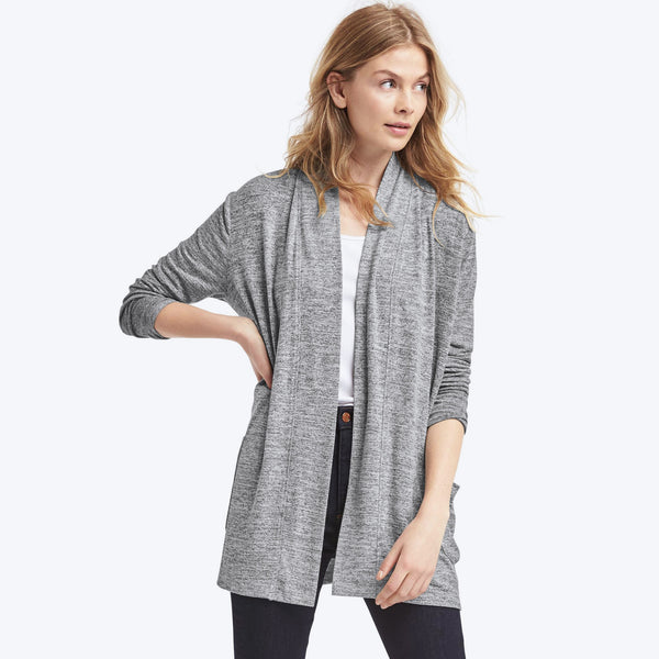 Softspun marled open-front cardigan