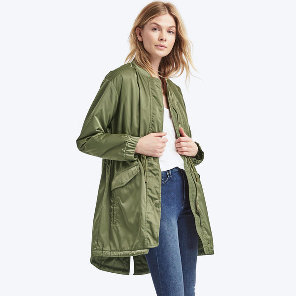 Long utility bomber parka