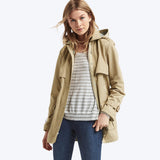Twill short hooded trench
