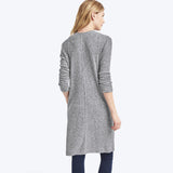 Marled open-front long cardigan