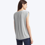 Scoop cap sleeve stripe tee