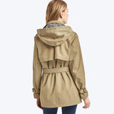 Twill short hooded trench