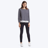 Lace hem bell sleeve pullover