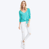 V-neck knot slub tee