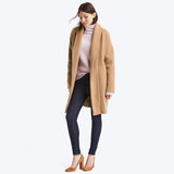 Plush shawl collar coat