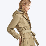 Twill short hooded trench