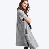 Fleece open-front duster cardigan