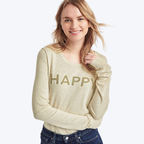 Happy intarsia crewneck sweater